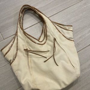 Kooba Ivory Canvas & Cork Tote